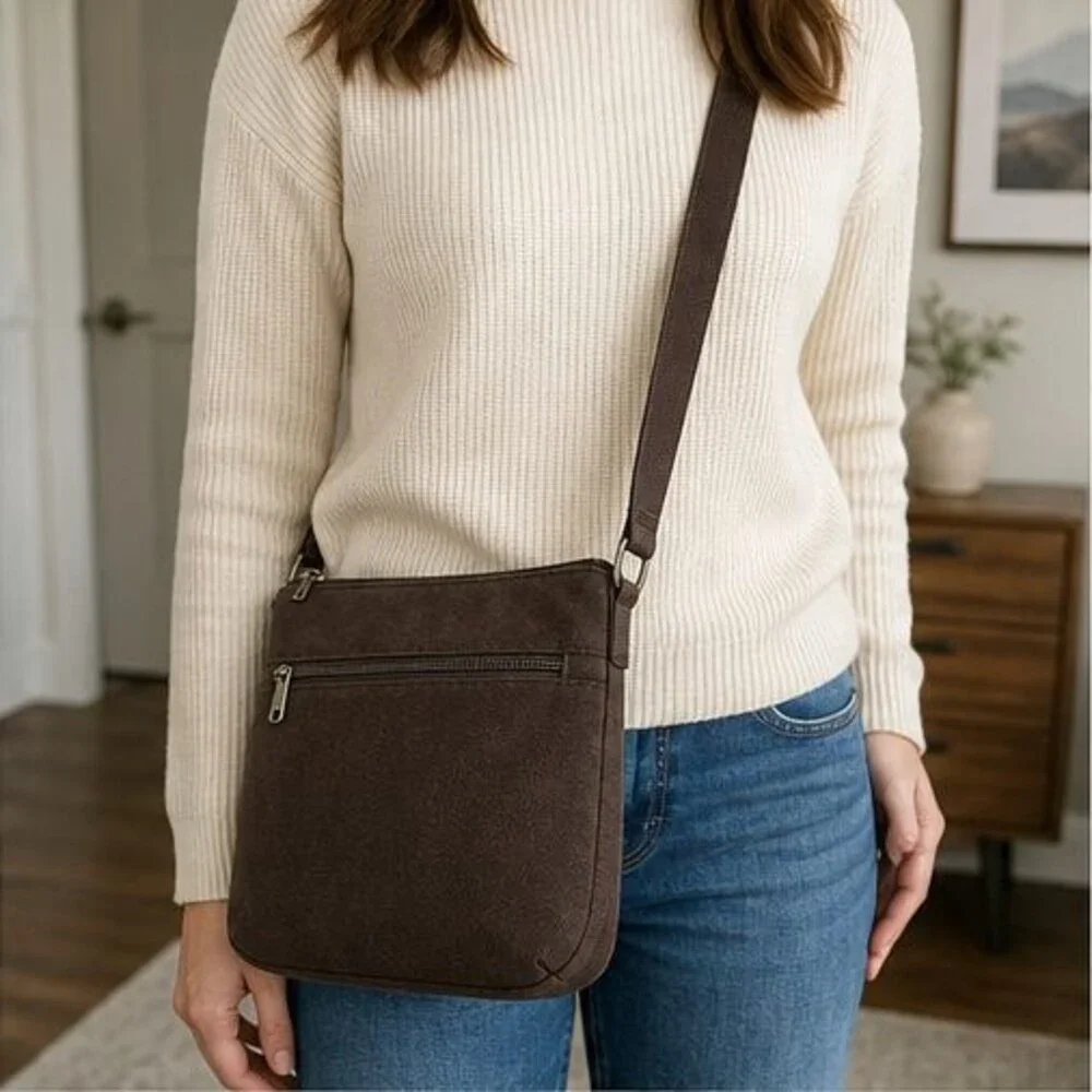 Espresso Canvas Crossbody Bag